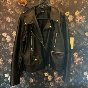 torrid Black Faux Leather Moto Jacket with Zipper Details